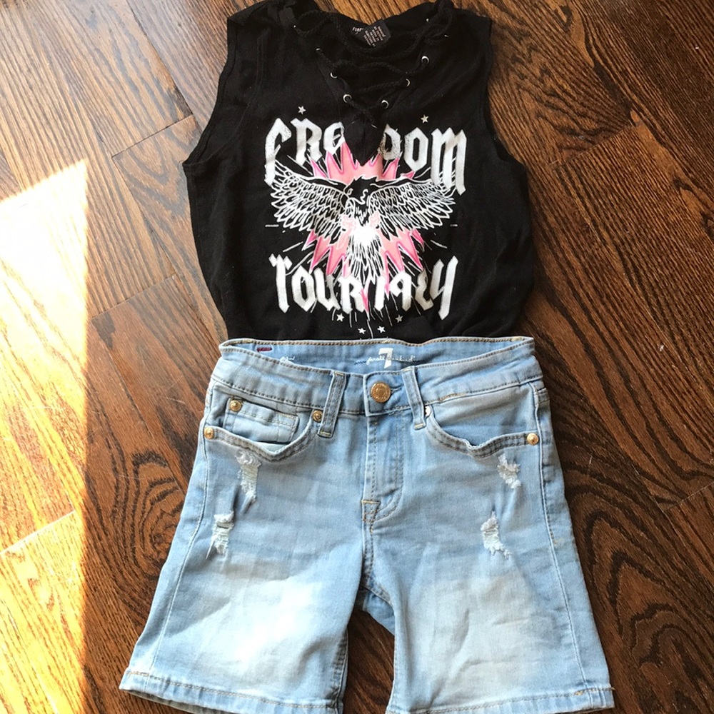 Size 7 seven for mankind shorts and lace up top
